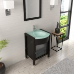 Ava 24" Single Bath Vanity in Espresso with Green Glass Top and Matching Mirror