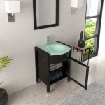 Ava 24" Single Bath Vanity in Espresso with Green Glass Top and Matching Mirror