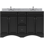 Talisa 60" Double Bath Vanity in Espresso with White Marble Top and Round Sinks