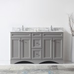 Talisa 60" Double Bath Vanity in Gray with White Marble Top and Round Sinks