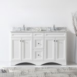 Talisa 60" Double Bath Vanity in White with White Marble Top and Round Sinks with Brushed Nickel Faucets