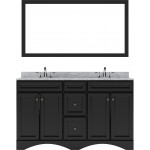 Talisa 60" Double Bath Vanity in Espresso with White Marble Top and Square Sinks and Matching Mirror