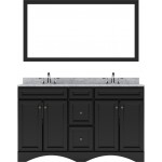 Talisa 60" Double Bath Vanity in Espresso with White Marble Top and Square Sinks with Brushed Nickel Faucets and Matching Mir