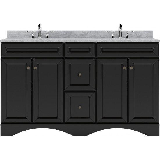 Talisa 60" Double Bath Vanity in Espresso with White Marble Top and Square Sinks