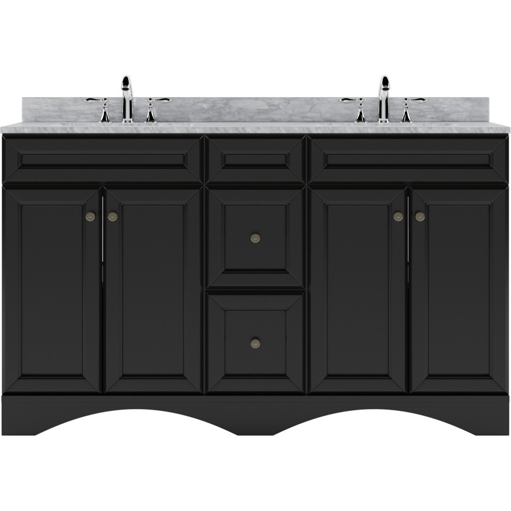 Talisa 60" Double Bath Vanity in Espresso with White Marble Top and Square Sinks