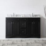 Talisa 60" Double Bath Vanity in Espresso with White Marble Top and Square Sinks