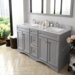 Talisa 60" Double Bath Vanity in Gray with White Marble Top and Square Sinks with Brushed Nickel Faucets and Matching Mirror