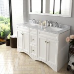 Talisa 60" Double Bath Vanity in White with White Marble Top and Square Sinks with Brushed Nickel Faucets and Matching Mirror