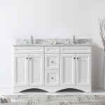 Talisa 60" Double Bath Vanity in White with White Marble Top and Square Sinks with Brushed Nickel Faucets