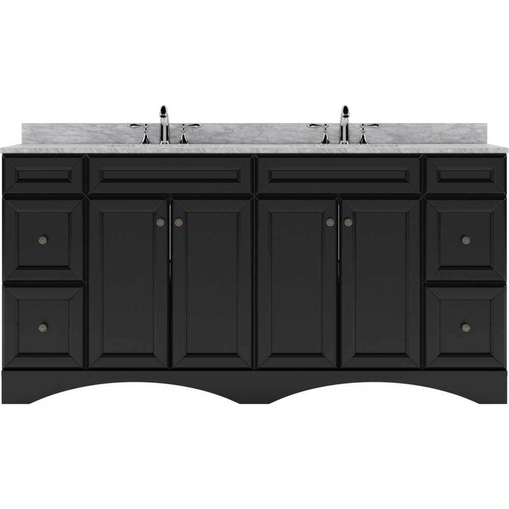 Talisa 72" Double Bath Vanity in Espresso with White Marble Top and Round Sinks with Brushed Nickel Faucets