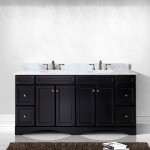 Talisa 72" Double Bath Vanity in Espresso with White Marble Top and Round Sinks with Brushed Nickel Faucets