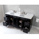 Talisa 72" Double Bath Vanity in Espresso with White Marble Top and Round Sinks with Brushed Nickel Faucets