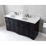 Talisa 72" Double Bath Vanity in Espresso with White Marble Top and Round Sinks with Brushed Nickel Faucets