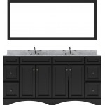 Talisa 72" Double Bath Vanity in Espresso with White Marble Top and Round Sinks with Polished Chrome Faucets and Matching Mir