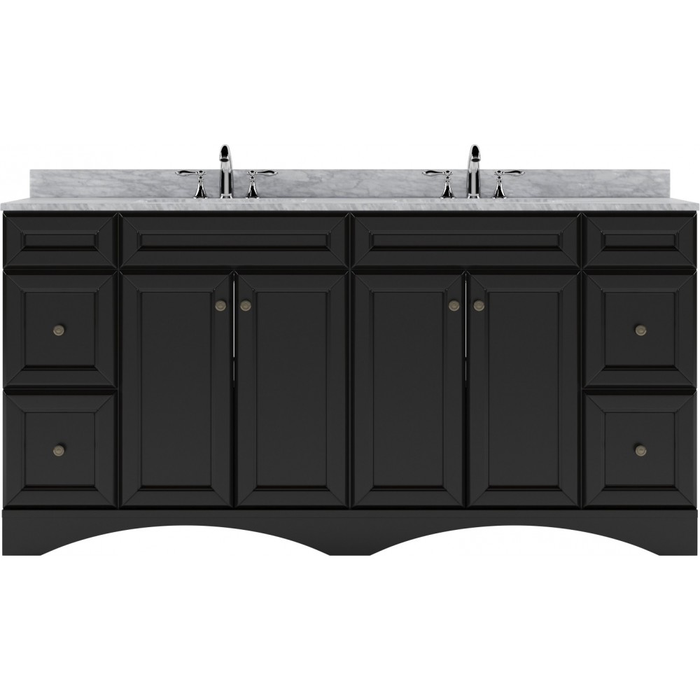 Talisa 72" Double Bath Vanity in Espresso with White Marble Top and Round Sinks