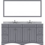 Talisa 72" Double Bath Vanity in Gray with White Marble Top and Round Sinks and Matching Mirror