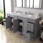 Talisa 72" Double Bath Vanity in Gray with White Marble Top and Round Sinks and Matching Mirror