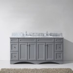 Talisa 72" Double Bath Vanity in Gray with White Marble Top and Round Sinks with Brushed Nickel Faucets