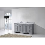 Talisa 72" Double Bath Vanity in Gray with White Marble Top and Round Sinks with Brushed Nickel Faucets