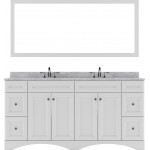 Talisa 72" Double Bath Vanity in White with White Marble Top and Round Sinks and Matching Mirror