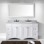 Talisa 72" Double Bath Vanity in White with White Marble Top and Round Sinks and Matching Mirror