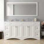 Talisa 72" Double Bath Vanity in White with White Marble Top and Round Sinks and Matching Mirror