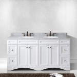 Talisa 72" Double Bath Vanity in White with White Marble Top and Round Sinks with Brushed Nickel Faucets