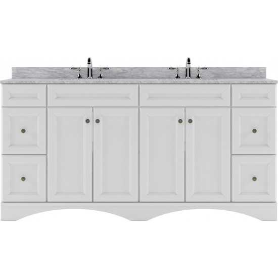 Talisa 72" Double Bath Vanity in White with White Marble Top and Round Sinks with Polished Chrome Faucets