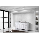 Talisa 72" Double Bath Vanity in White with White Marble Top and Round Sinks with Polished Chrome Faucets