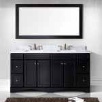 Talisa 72" Double Bath Vanity in Espresso with White Marble Top and Square Sinks and Matching Mirror