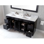 Talisa 72" Double Bath Vanity in Espresso with White Marble Top and Square Sinks and Matching Mirror