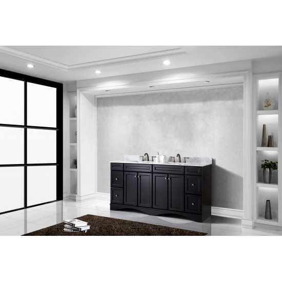 Talisa 72" Double Bath Vanity in Espresso with White Marble Top and Square Sinks with Brushed Nickel Faucets