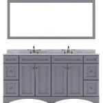 Talisa 72" Double Bath Vanity in Gray with White Marble Top and Square Sinks and Matching Mirror