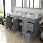 Talisa 72" Double Bath Vanity in Gray with White Marble Top and Square Sinks and Matching Mirror