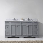 Talisa 72" Double Bath Vanity in Gray with White Marble Top and Square Sinks with Brushed Nickel Faucets