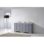 Talisa 72" Double Bath Vanity in Gray with White Marble Top and Square Sinks with Brushed Nickel Faucets