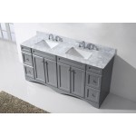 Talisa 72" Double Bath Vanity in Gray with White Marble Top and Square Sinks with Brushed Nickel Faucets