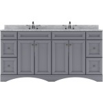 Talisa 72" Double Bath Vanity in Gray with White Marble Top and Square Sinks
