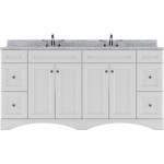 Talisa 72" Double Bath Vanity in White with White Marble Top and Square Sinks with Polished Chrome Faucets