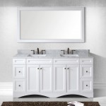Talisa 72" Double Bath Vanity in White with White Marble Top and Square Sinks with Polished Chrome Faucets
