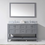 Winterfell 60" Double Bath Vanity in Gray with White Marble Top and Round Sinks with Brushed Nickel Faucets