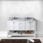 Winterfell 60" Double Bath Vanity in White with White Marble Top and Square Sinks with Brushed Nickel Faucets