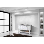 Winterfell 60" Double Bath Vanity in White with White Marble Top and Square Sinks with Polished Chrome Faucets