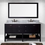 Winterfell 72" Double Bath Vanity in Espresso with White Marble Top and Round Sinks and Matching Mirror