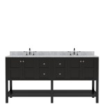 Winterfell 72" Double Bath Vanity in Espresso with White Marble Top and Round Sinks