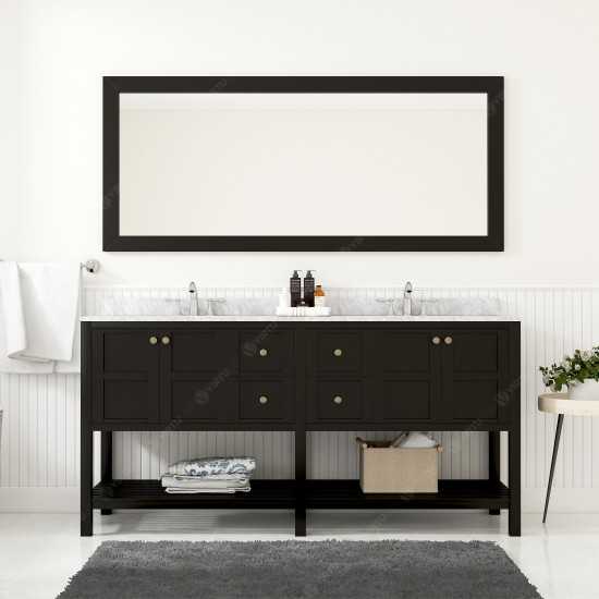 Winterfell 72" Double Bath Vanity in Espresso with White Marble Top and Round Sinks