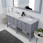 Winterfell 72" Double Bath Vanity in Gray with White Marble Top and Round Sinks