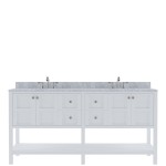 Winterfell 72" Double Bath Vanity in White with White Marble Top and Round Sinks