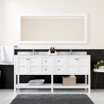 Winterfell 72" Double Bath Vanity in White with White Marble Top and Round Sinks