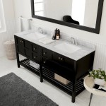 Winterfell 72" Double Bath Vanity in Espresso with White Marble Top and Square Sinks and Matching Mirror